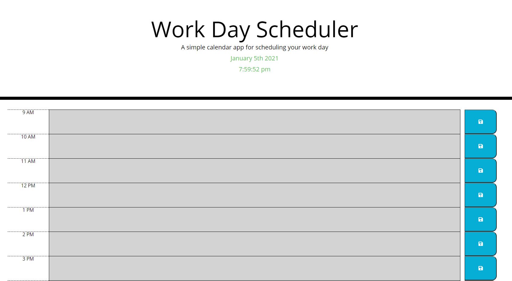 Work Day Scheduler Application